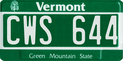 VT license plate CWS644