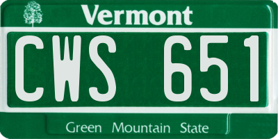 VT license plate CWS651