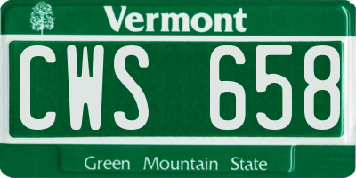 VT license plate CWS658