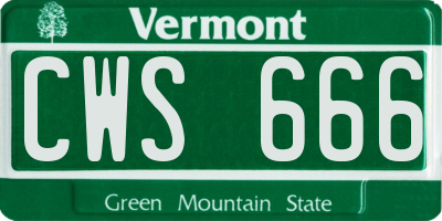 VT license plate CWS666
