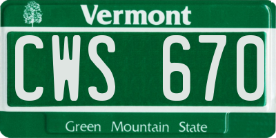VT license plate CWS670