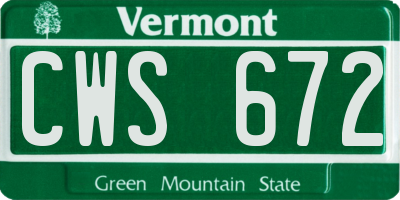 VT license plate CWS672