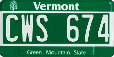 VT license plate CWS674
