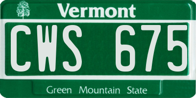 VT license plate CWS675
