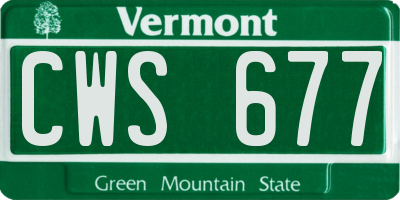 VT license plate CWS677