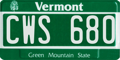 VT license plate CWS680