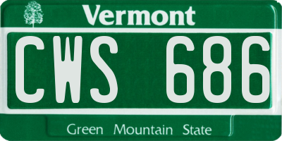 VT license plate CWS686