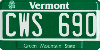 VT license plate CWS690