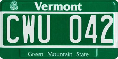 VT license plate CWU042
