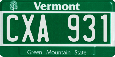VT license plate CXA931