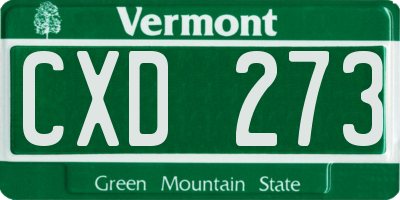 VT license plate CXD273
