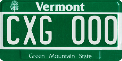 VT license plate CXG000