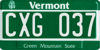 VT license plate CXG037