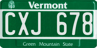 VT license plate CXJ678