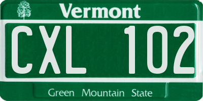 VT license plate CXL102