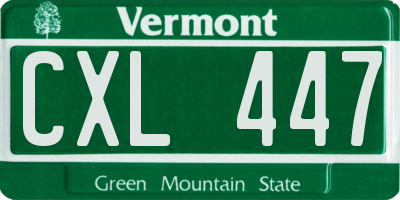 VT license plate CXL447