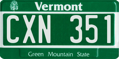 VT license plate CXN351