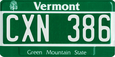 VT license plate CXN386