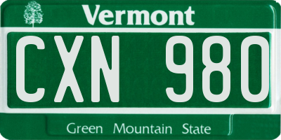 VT license plate CXN980