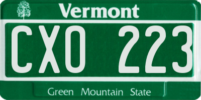 VT license plate CXO223