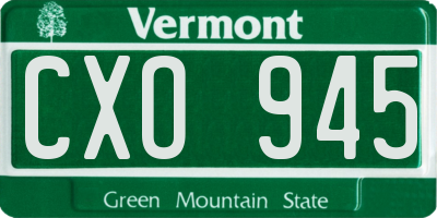VT license plate CXO945