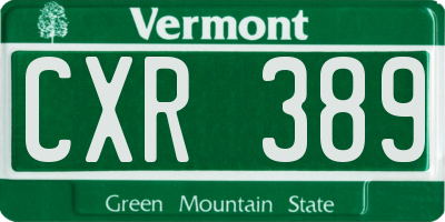 VT license plate CXR389