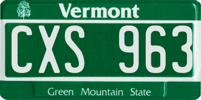 VT license plate CXS963
