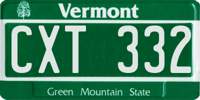 VT license plate CXT332