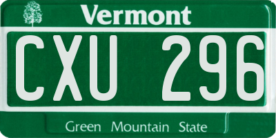 VT license plate CXU296