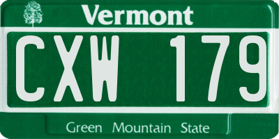 VT license plate CXW179