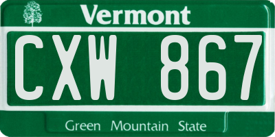VT license plate CXW867