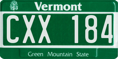 VT license plate CXX184