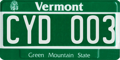 VT license plate CYD003