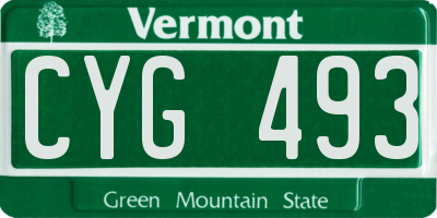 VT license plate CYG493