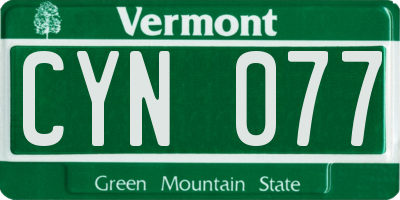 VT license plate CYN077