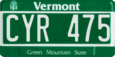 VT license plate CYR475