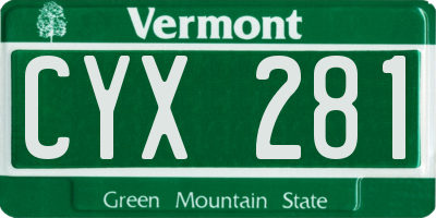 VT license plate CYX281