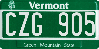 VT license plate CZG905