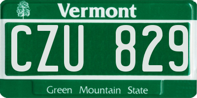 VT license plate CZU829