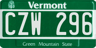 VT license plate CZW296