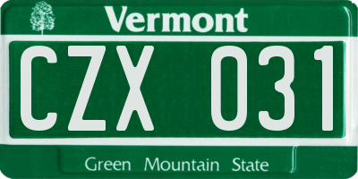 VT license plate CZX031