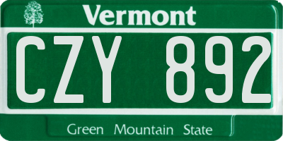 VT license plate CZY892