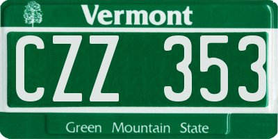 VT license plate CZZ353