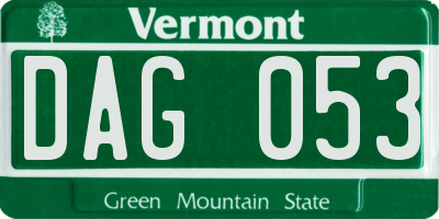 VT license plate DAG053