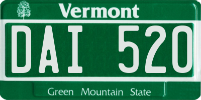 VT license plate DAI520