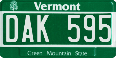 VT license plate DAK595