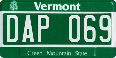 VT license plate DAP069