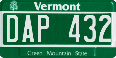 VT license plate DAP432