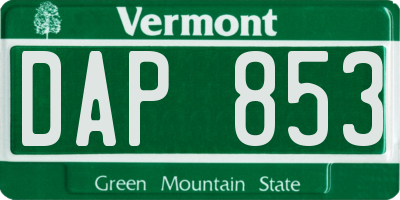 VT license plate DAP853