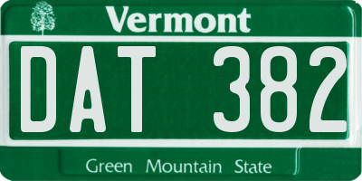VT license plate DAT382